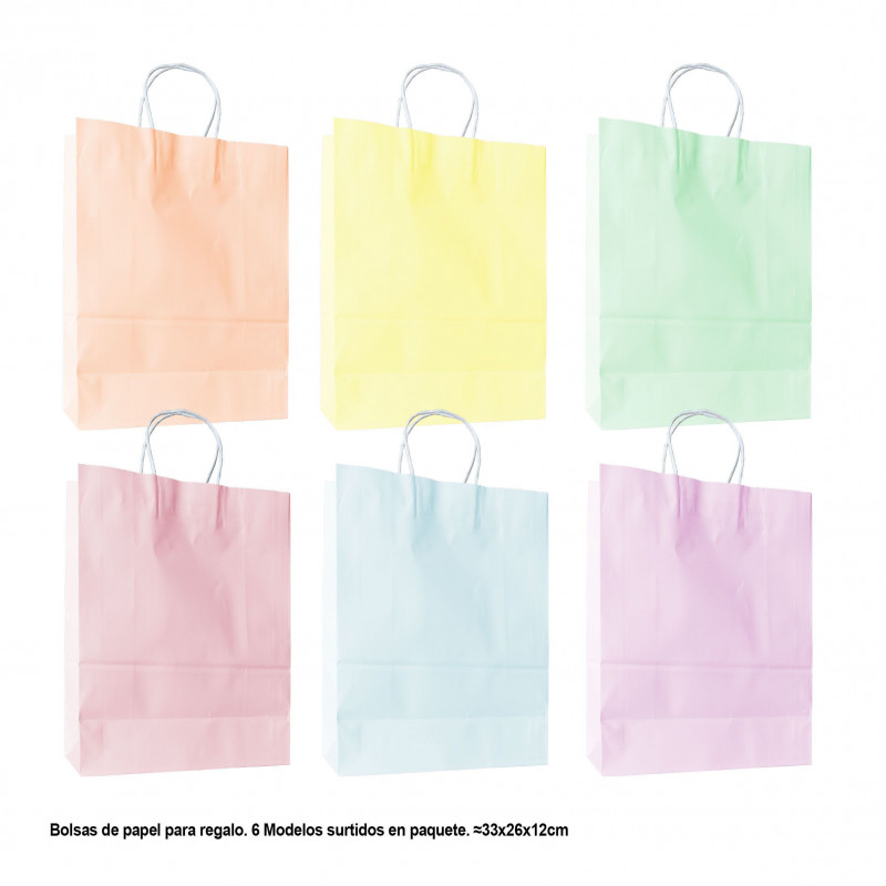 Sac en couleurs pastel macaron 33x26x12cm 6ms gr