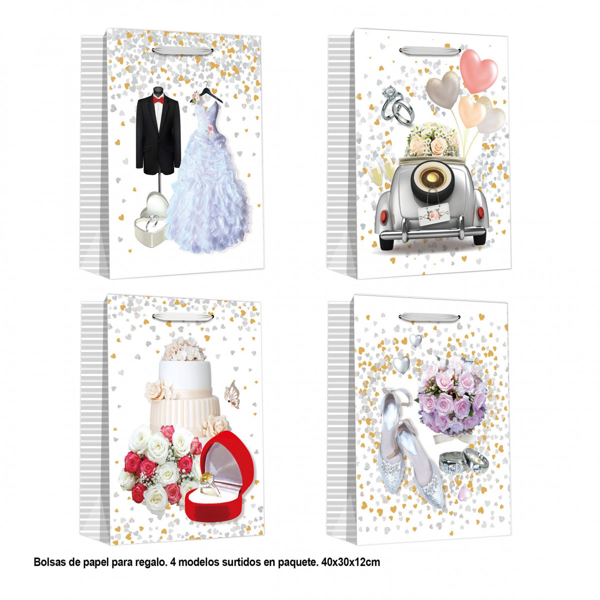 Sac motifs nuptiaux 40x30x12cm 4ms gr