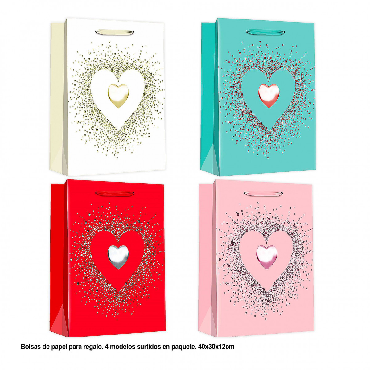 Sac de Saint-Valentin cœur à cœur 40x30x12cm 4ms gr