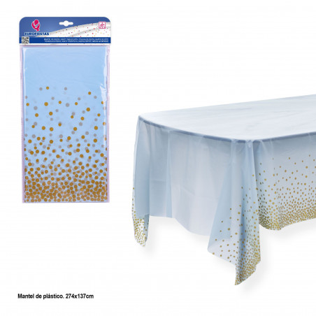 Nappe rose à pois dorés 274x137cm