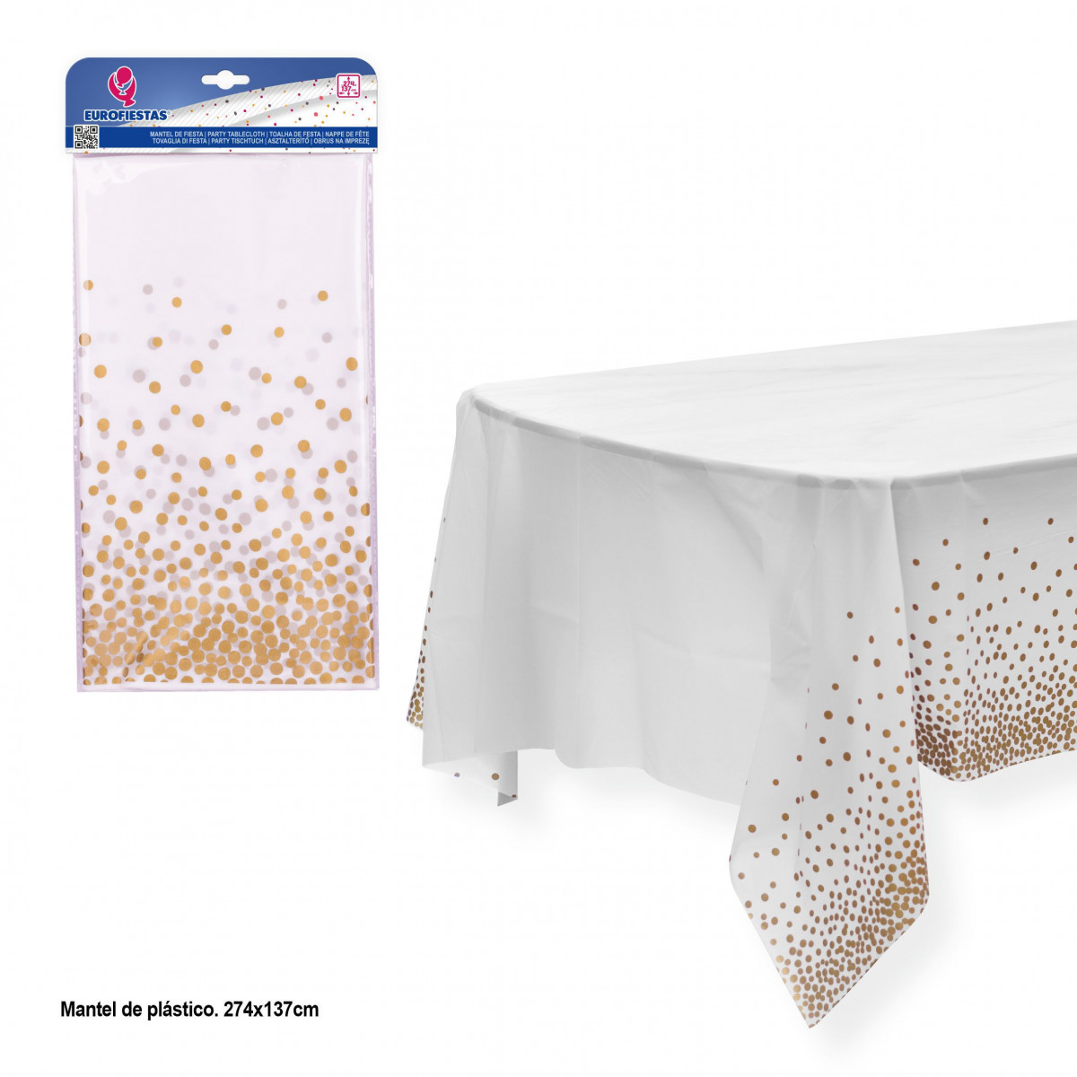 Nappe noire à pois dorés 274x137cm