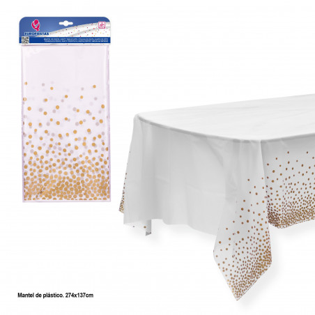 Nappe noire à pois dorés 274x137cm