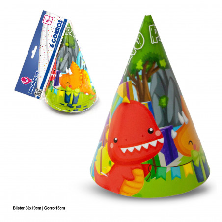 Chapeaux col dino fête 6pcs