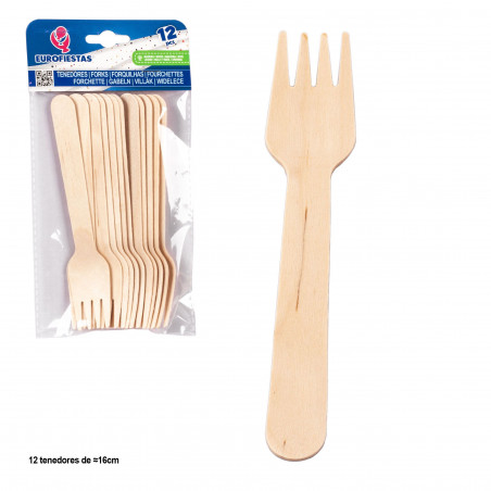 Fourchettes en bois 16cm 12pcs