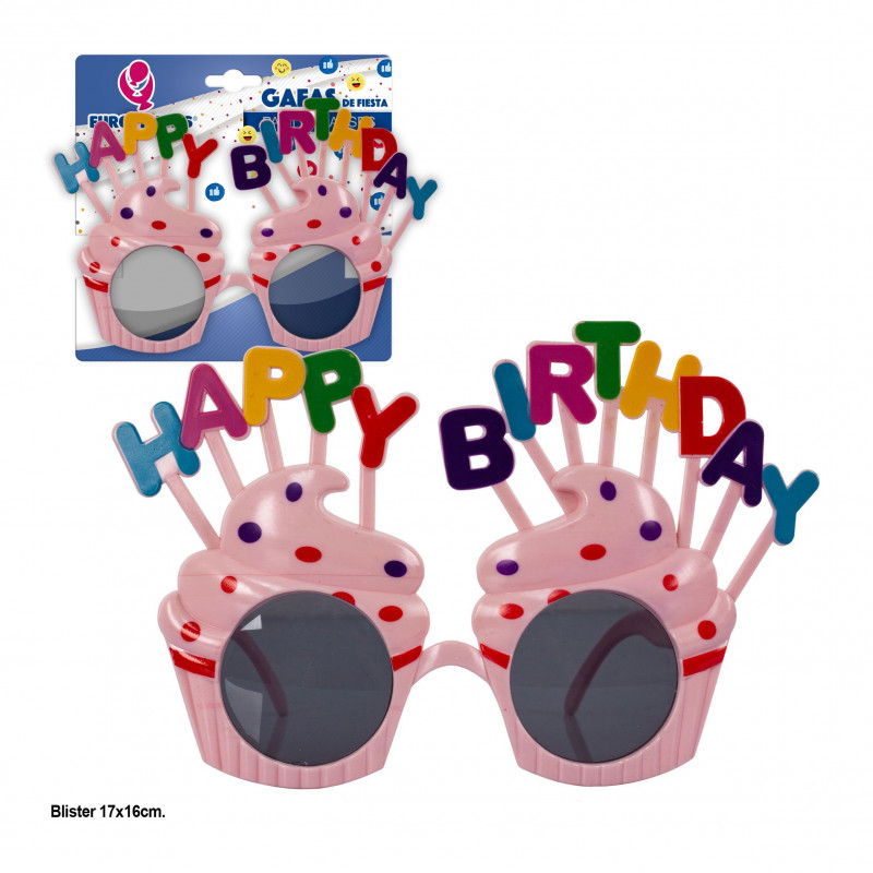 Lunettes joyeux anniversaire cupcakes 3ms