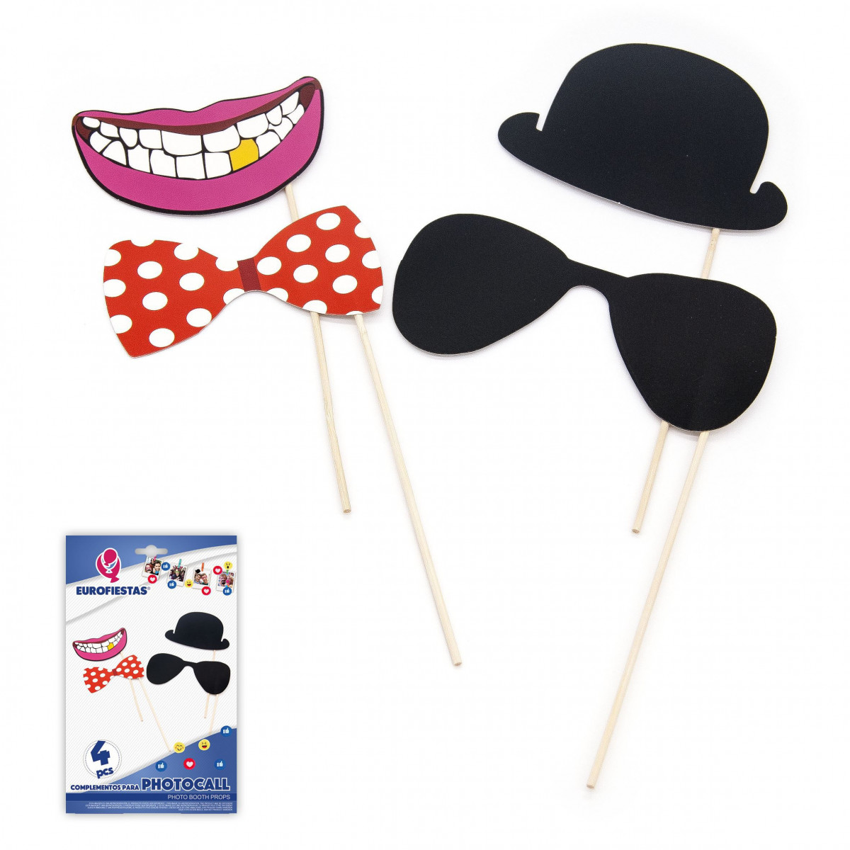 Accessoires photocall, chapeau melon 4 pièces