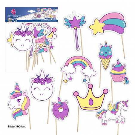 Accessoires de photocall licorne paillettes violettes 10
