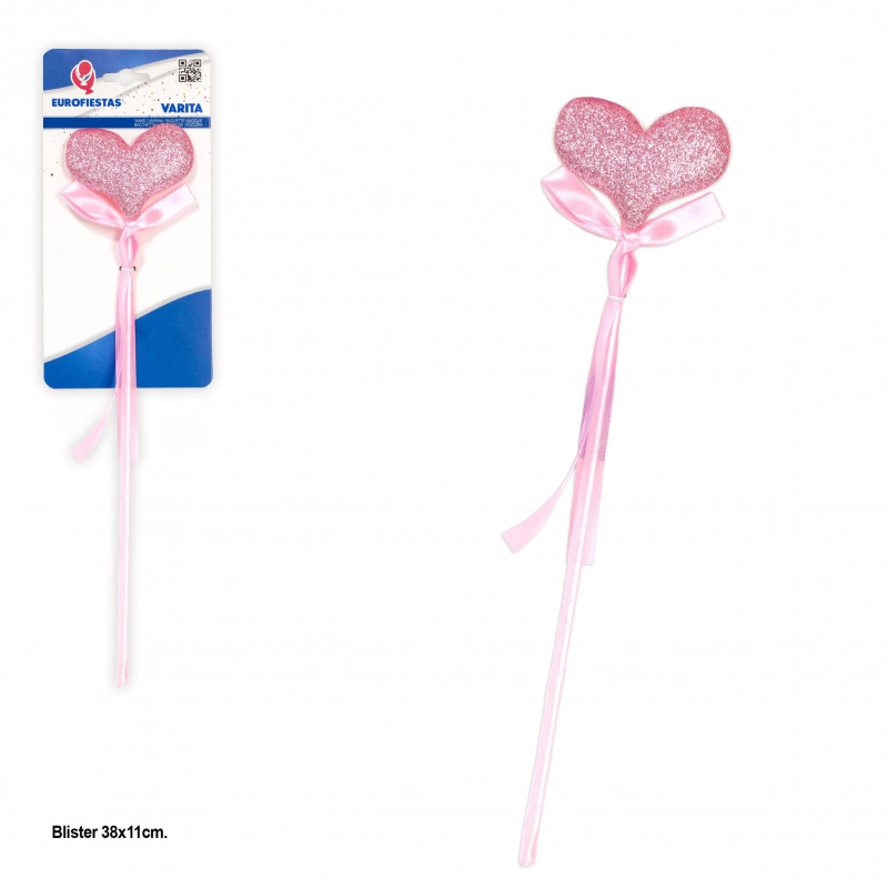 Bâton cœur paillettes roses