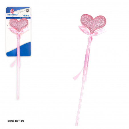 Bâton cœur paillettes roses