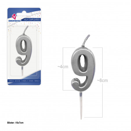 Bougie argent n° 9