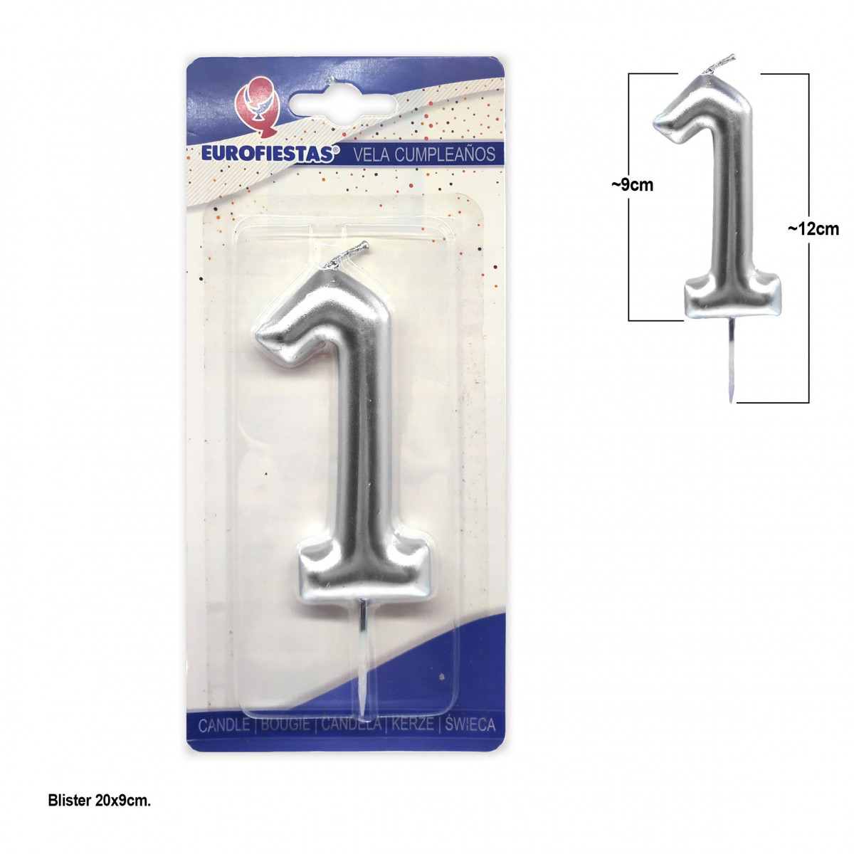 Bougie géante numéro 1 couleur argent