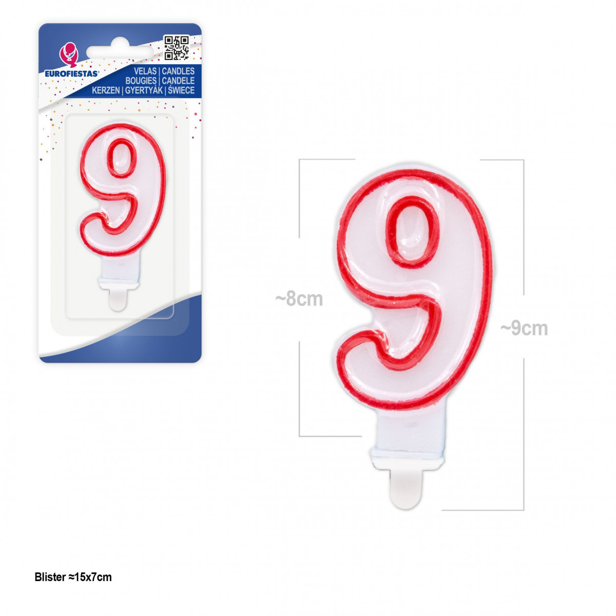 Bougie d'anniversaire blanche n° 9