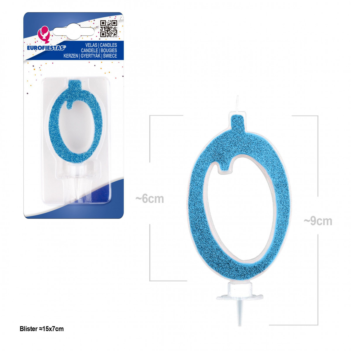 Bougie pailletée bleue 0