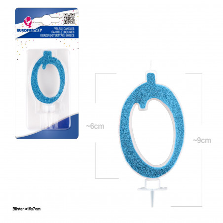 Bougie pailletée bleue 0