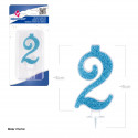 Bougie pailletée bleue 2