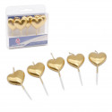 5 bougies coeur doré