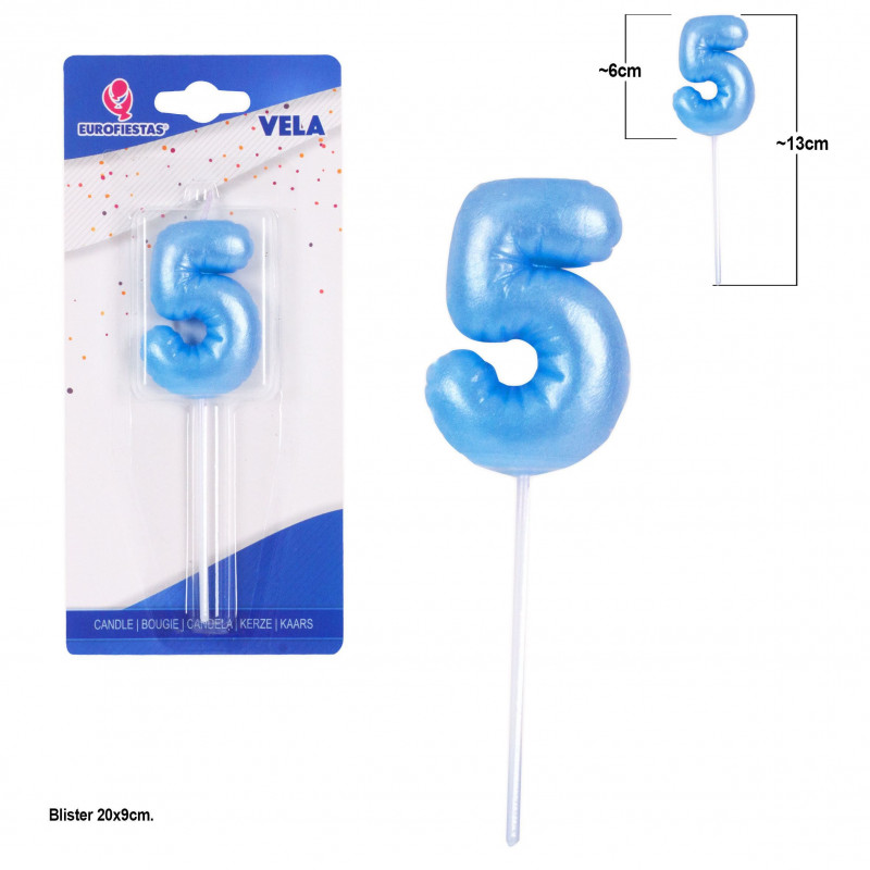 Bougie potelée bleu clair n°5