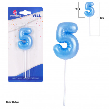 Bougie potelée bleu clair n°5