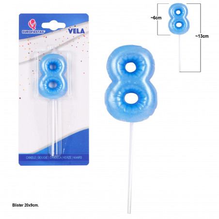 Bougie potelée bleu clair n°8