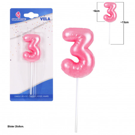 Bougie chubby rose n° 3