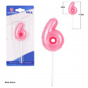 Bougie rose dodue n° 6