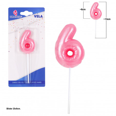 Bougie rose dodue n° 6