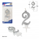 Bougie pailletée argent 2