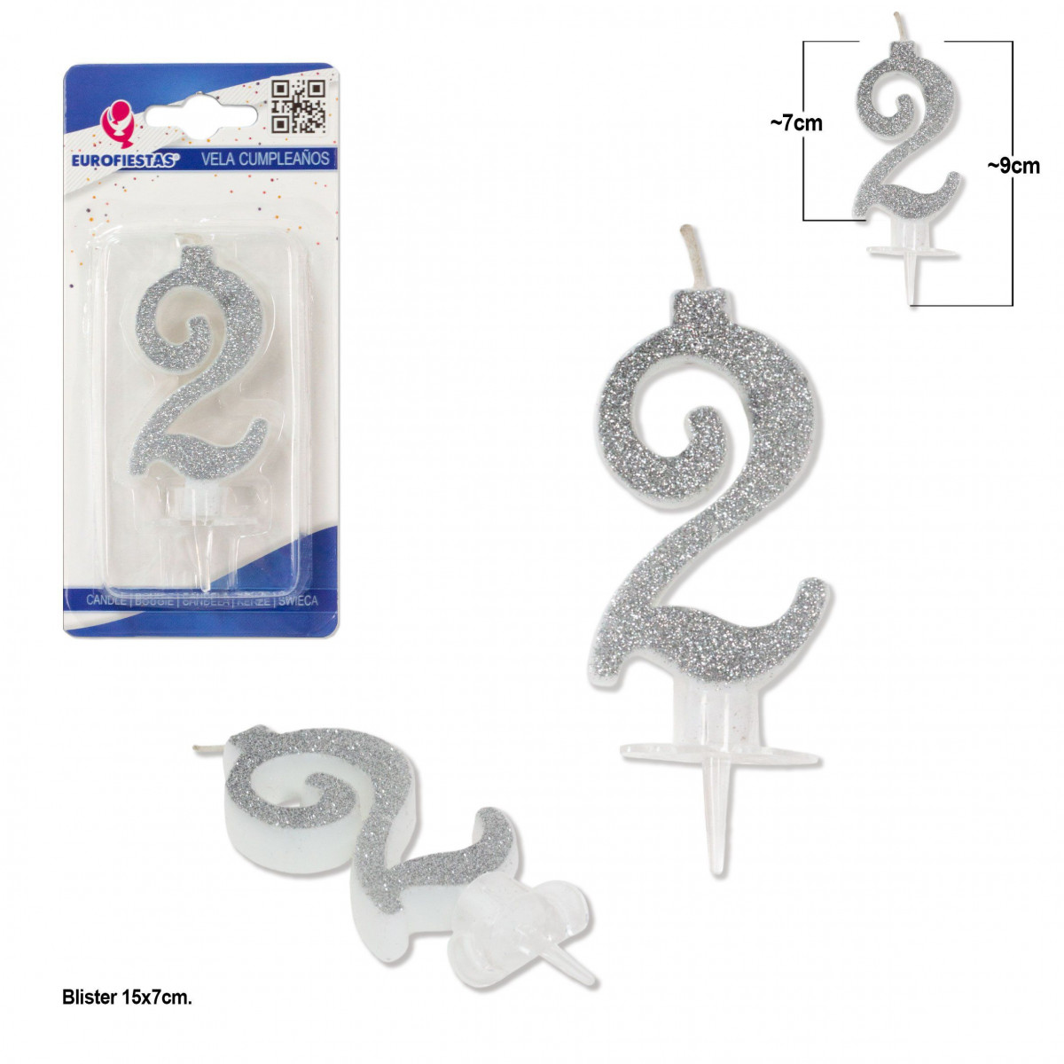 Bougie pailletée argent 2