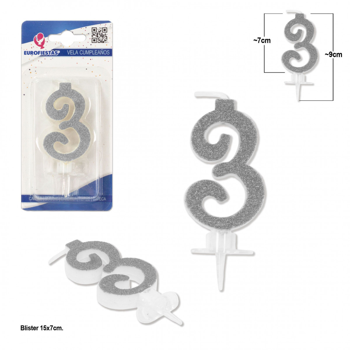 Bougie pailletée argent 3