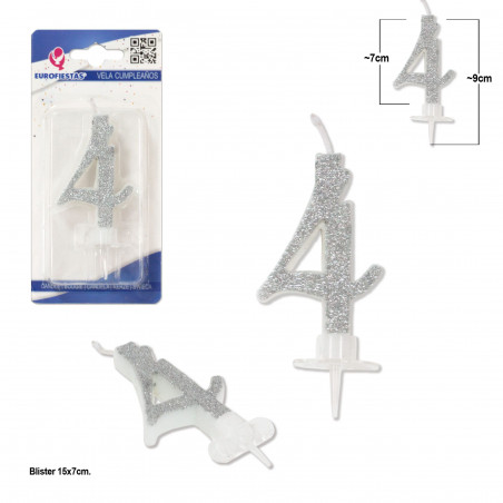 Bougie pailletée argent 4