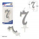 Bougie pailletée argent 7