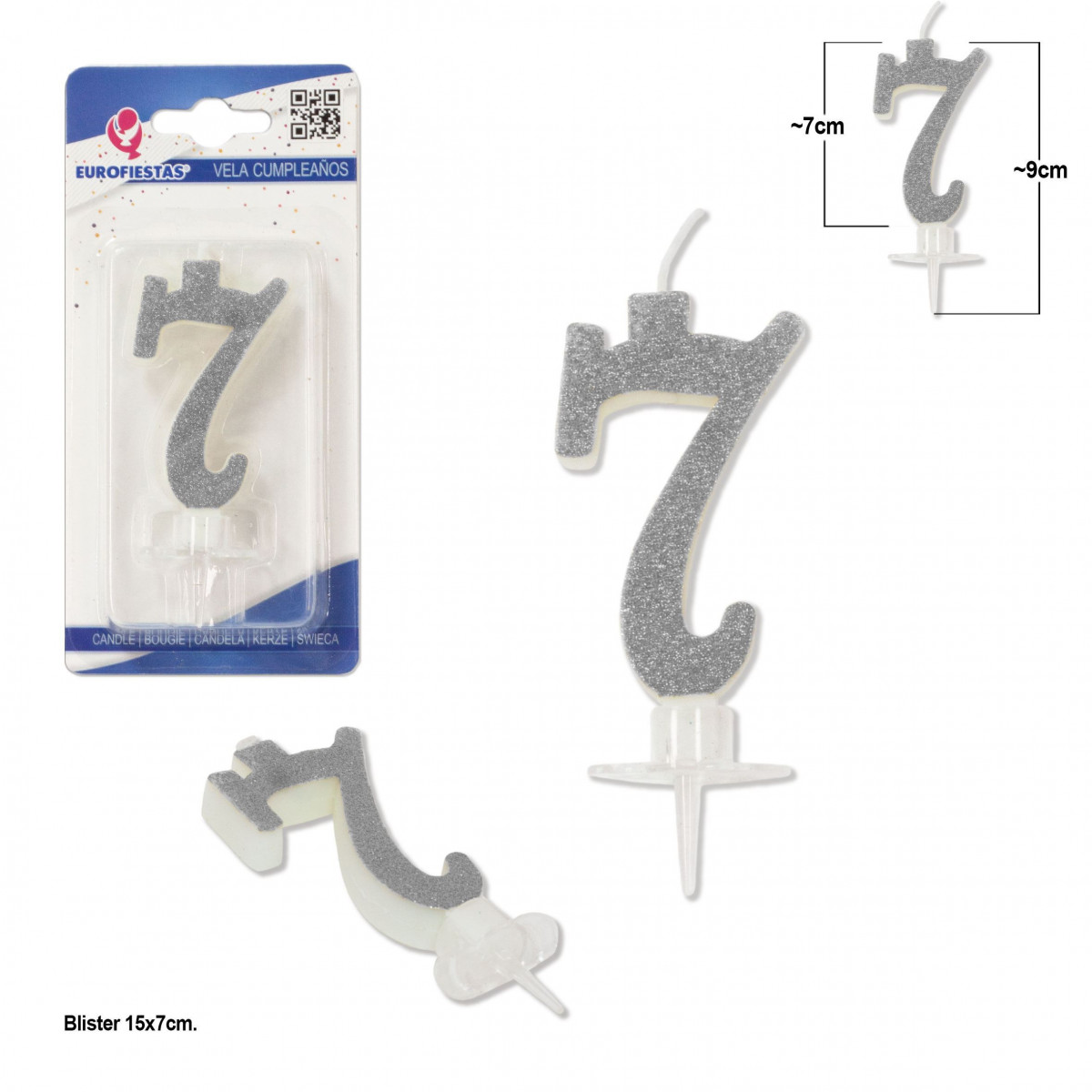 Bougie pailletée argent 7