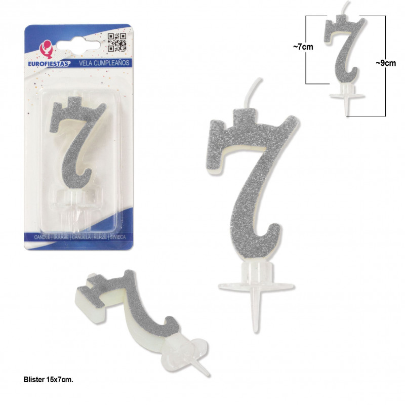 Bougie pailletée argent 7