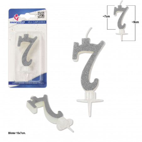 Bougie pailletée argent 7
