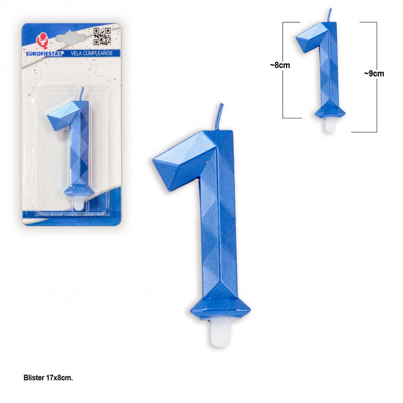 Bougie polygonale bleue 1