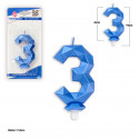Bougie polygonale bleue 3