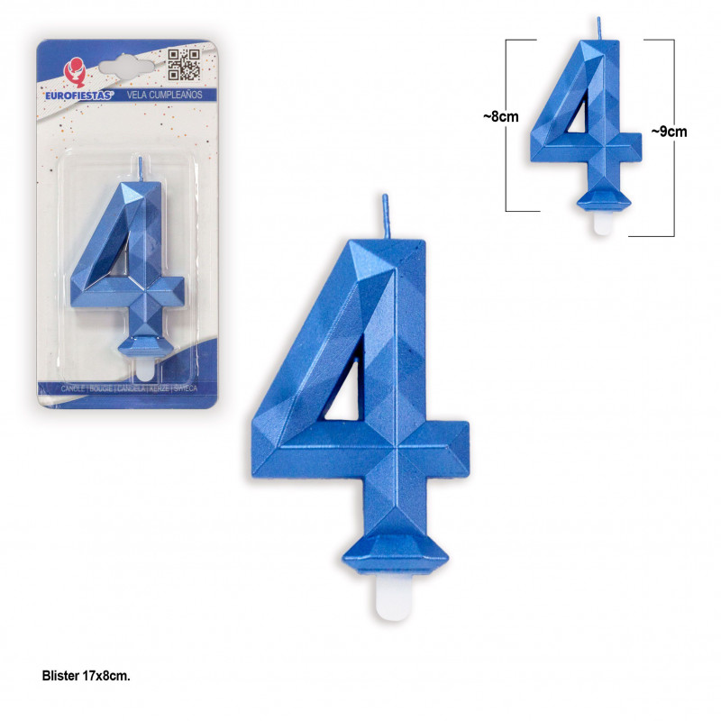 Bougie polygonale bleue 4