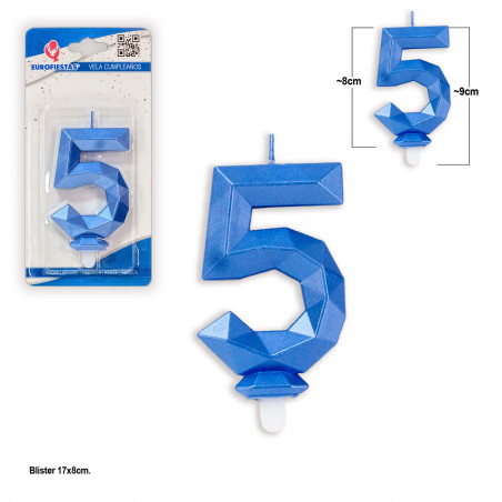 Bougie polygonale bleue 5