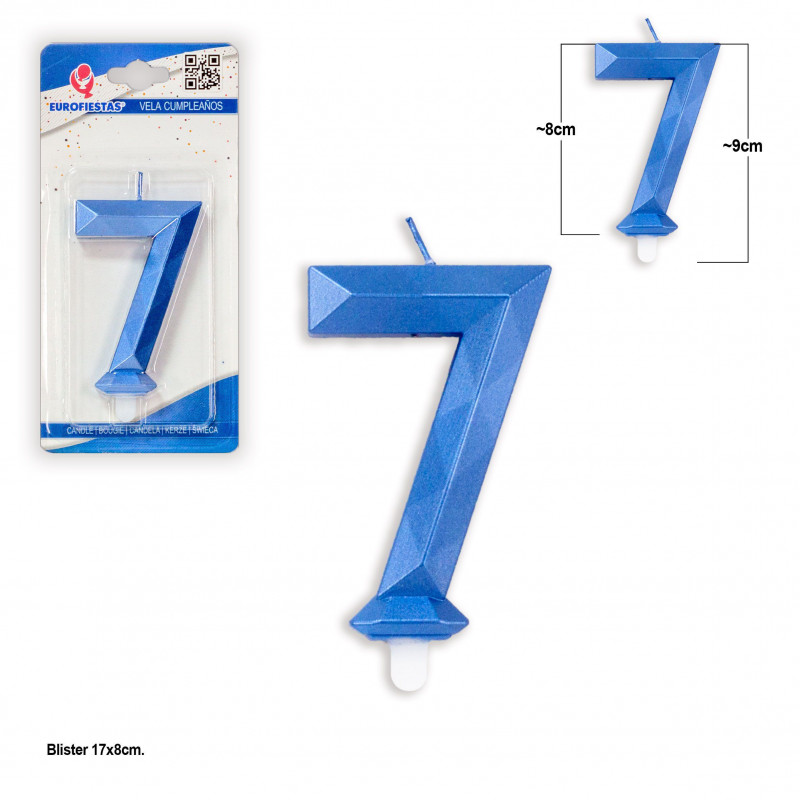 Bougie polygonale bleue 7