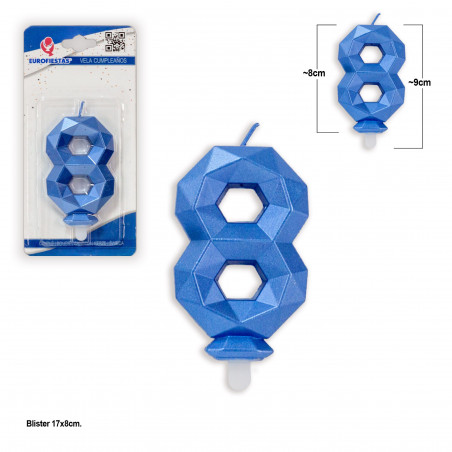 Bougie polygonale bleue 8