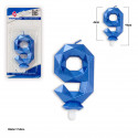 Bougie polygonale bleue 9