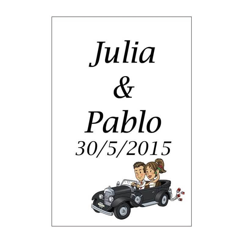 Etiquettes pour Bouteilles Mariage Will & Grace Voiture Etiquettes pour Bouteilles Mariage Will & Grace Voiture