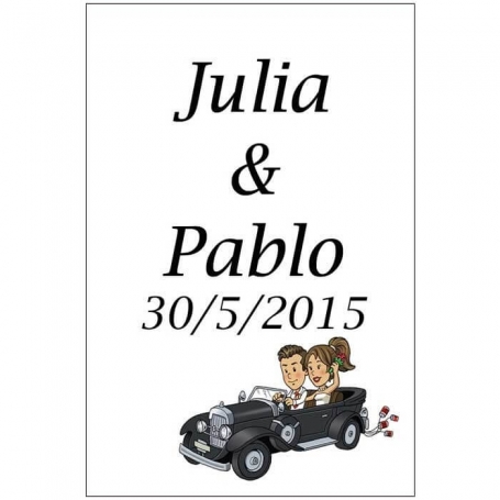 Etiquettes Pour Bouteilles Mariage Will & Grace Voiture