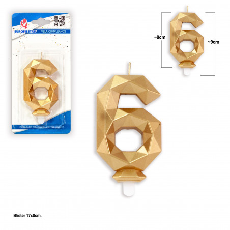 Bougie polygonale dorée 6