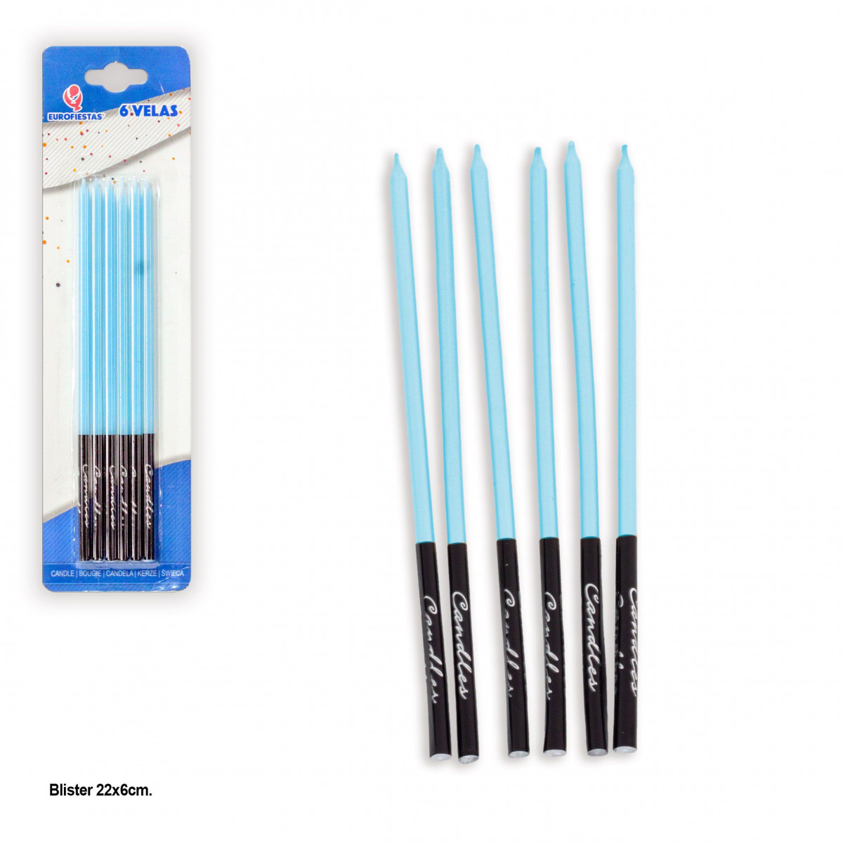 Bougies longues 6 bleues