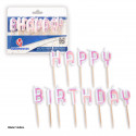 Bougies joyeux anniversaire paillettes roses