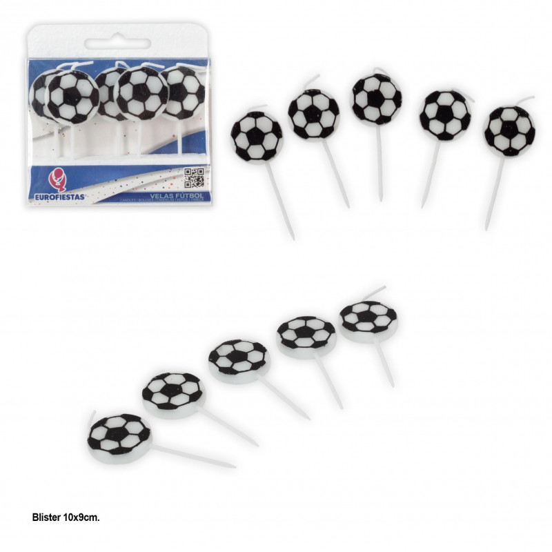 Lot de 6 bougies décoratives football pour gâteaux et fêtes à thème