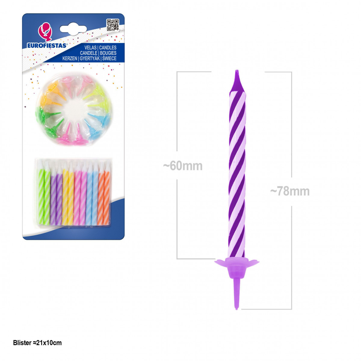 Bougies classiques 12 couleurs pastel
