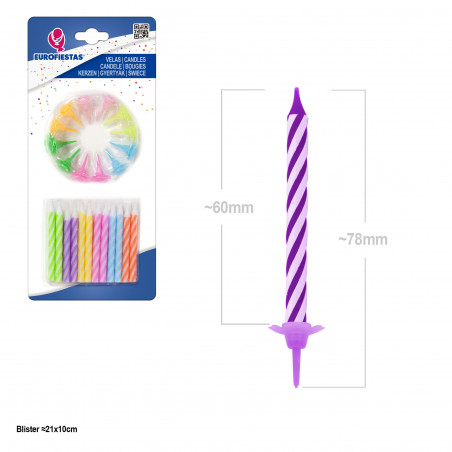 Bougies classiques 12 couleurs pastel