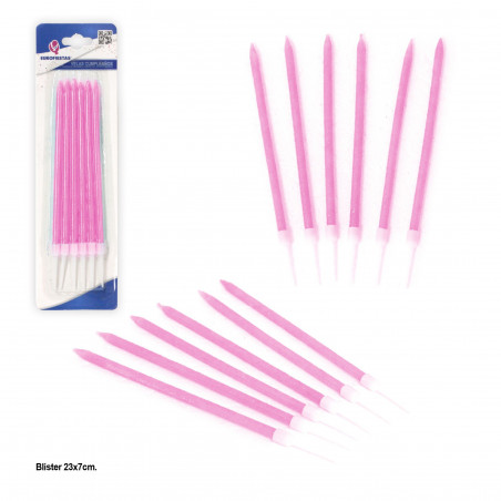 Bougie longue pailletée rose 6
